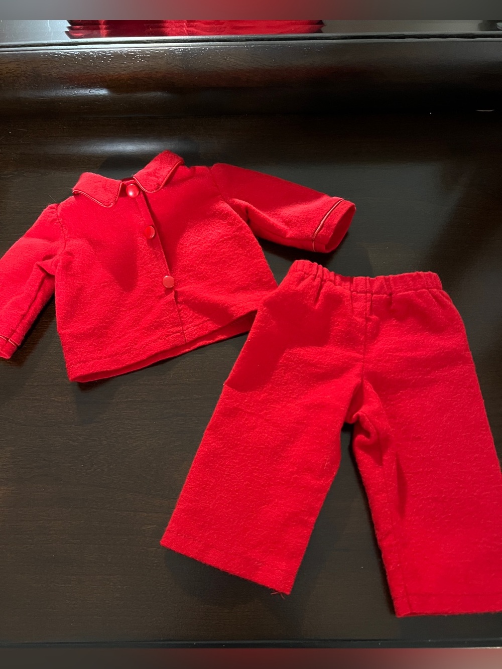 Vintage American Girl Pleasant Co Dolls Delight Soft Red Pajamas Set for 18”